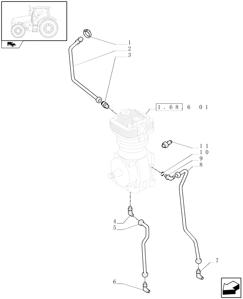 Схема запчастей Case IH PUMA 165 - (1.68.6[03]) - PNEUMATIC TRAILER BRAKE - PIPES (05) - REAR AXLE