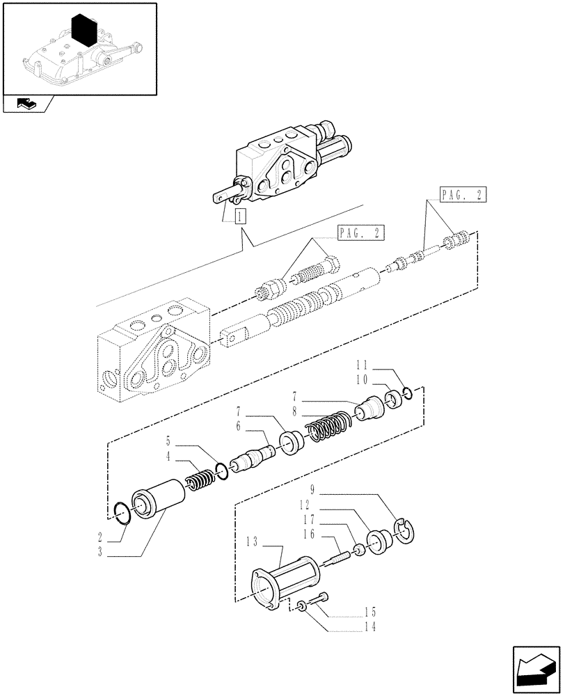 Схема запчастей Case IH FARMALL 75C - (1.82.7/ A[03]) - SIMPLE DOUBLE EFFECT DISTRIBUTOR WITH AUTOMATIC CUTOUT - BREAKDOWN (07) - HYDRAULIC SYSTEM