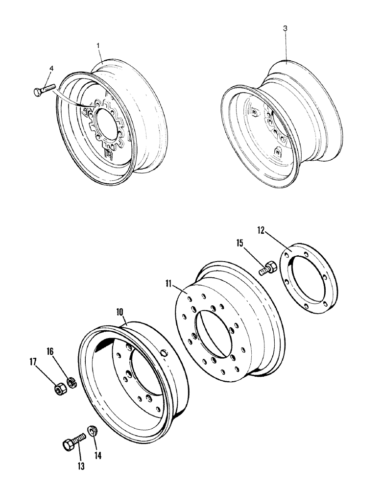 Схема запчастей Case IH 1490 - (T03-1) - FRONT WHEELS, 2WD TRACTORS (11) - WHEELS & WEIGHTS