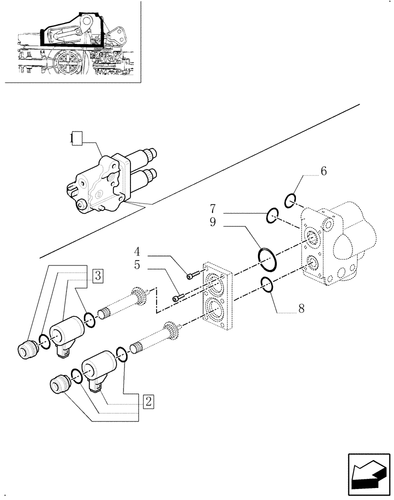 Схема запчастей Case IH JX100U - (1.82.0/01[04]) - (VAR.250-251) ELECTRONIC LIFTING - VALVES & PARTS (07) - HYDRAULIC SYSTEM