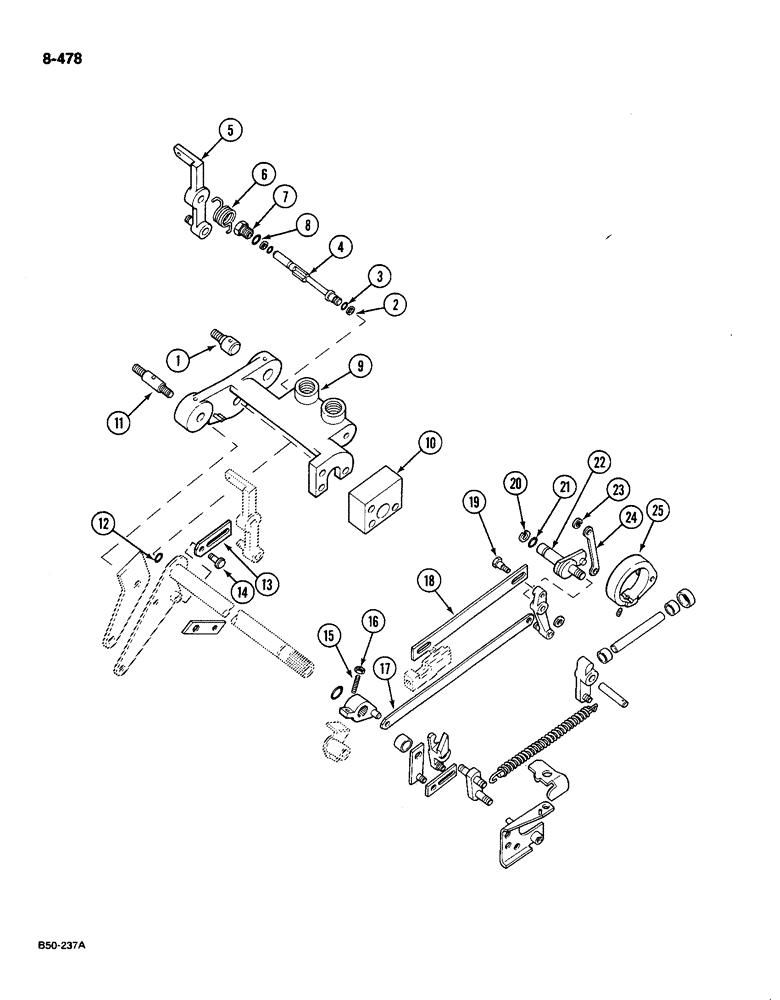 Схема запчастей Case IH 585 - (8-478) - DRAFT CONTROL LINKAGE, WITH CAB (08) - HYDRAULICS