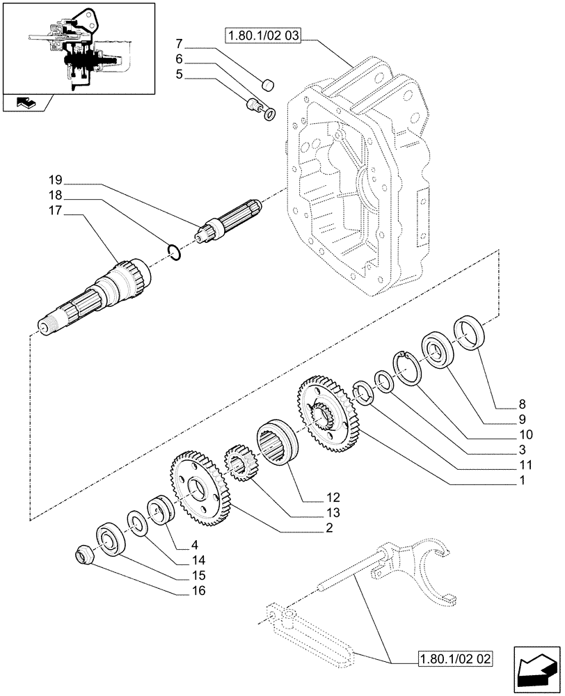 Схема запчастей Case IH PUMA 195 - (1.80.1/02[01]) - (VAR.809) PTO 540/1000 RPM WITH INTERCHANGABLE SHAFTS - SHAFT AND GEARS (07) - HYDRAULIC SYSTEM