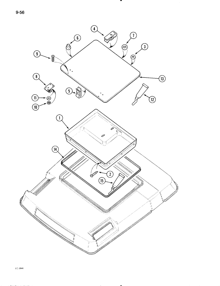 Схема запчастей Case IH 695 - (9-056) - CAB, ROOF HATCH SEAL SERVICE KIT (09) - CHASSIS/ATTACHMENTS