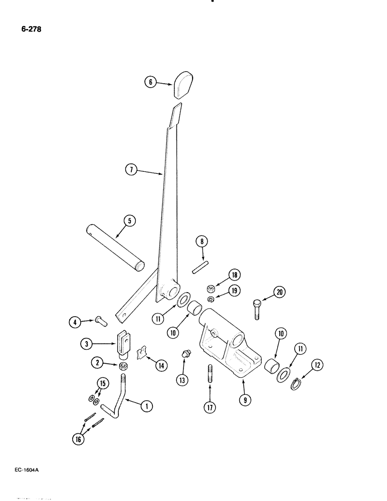 Схема запчастей Case IH 885 - (6-278) - FOUR WHEEL DRIVE CONTROL LEVER, PRIOR TO P.I.N. 18001 (06) - POWER TRAIN