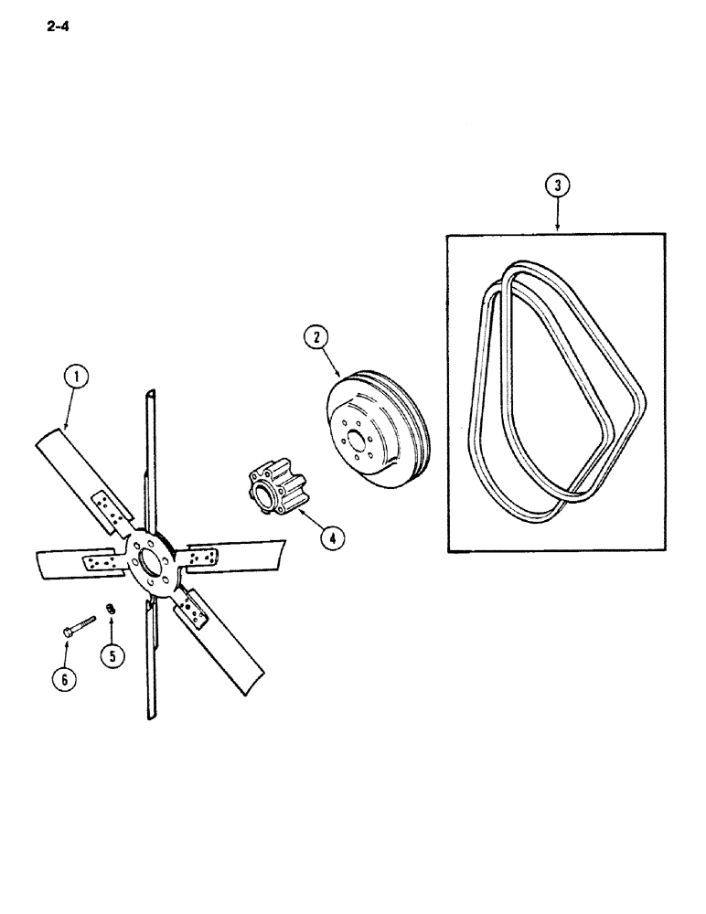 Схема запчастей Case IH 1620 - (2-004) - FAN BELTS, SPACER AND PULLEY (01) - ENGINE