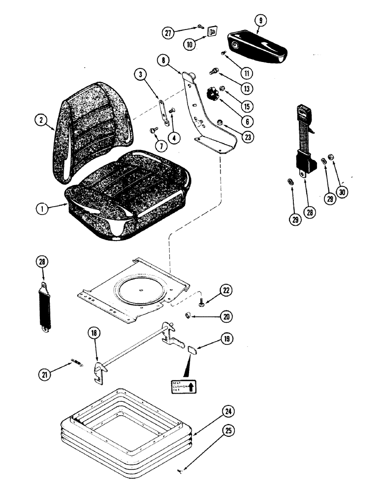 Схема запчастей Case IH 2594 - (9-054) - CLOTH SEAT, AIR/OIL SUSPENSION, PRIOR TO P.I.N. 9938101 (09) - CHASSIS/ATTACHMENTS