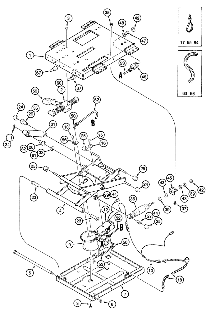 Схема запчастей Case IH 7220 - (9-068) - STANDARD AIR SUSPENSION SEAT - SUSPENSION, TRACTOR S/N JJA0061559 & AFTER (09) - CHASSIS/ATTACHMENTS