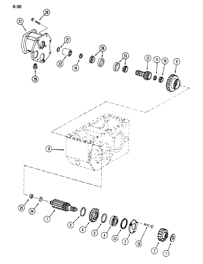 Схема запчастей Case IH 1620 - (6-036) - TRANSMISSION INPUT DRIVE SHAFT (03) - POWER TRAIN