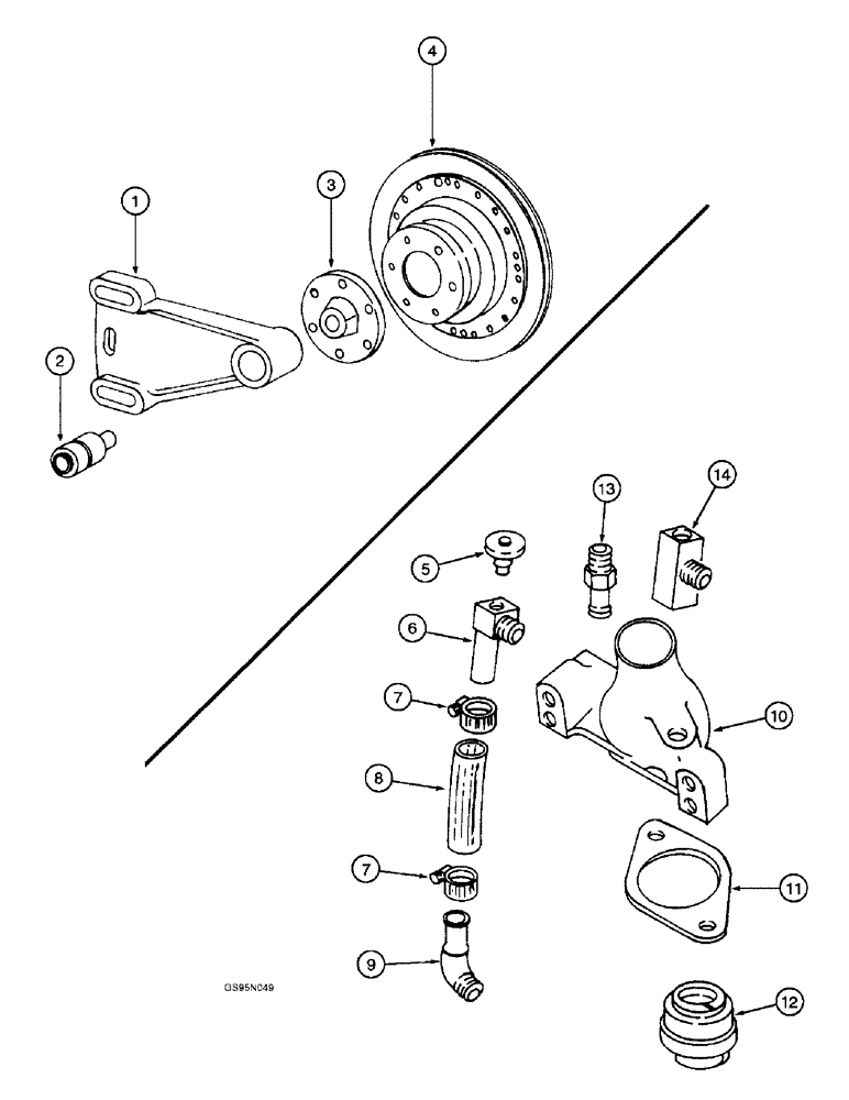 Схема запчастей Case IH D-301 - (3-50) - ADJUSTER ASSEMBLY, 453 & 715 COMBINES / THERMOSTAT & HOUSING, WATER PUMP BY-PASS VALVE & CONNECTIONS 