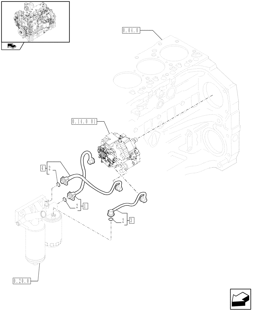 Схема запчастей Case IH PUMA 155 - (0.20.3) - PIPING - FUEL (01) - ENGINE