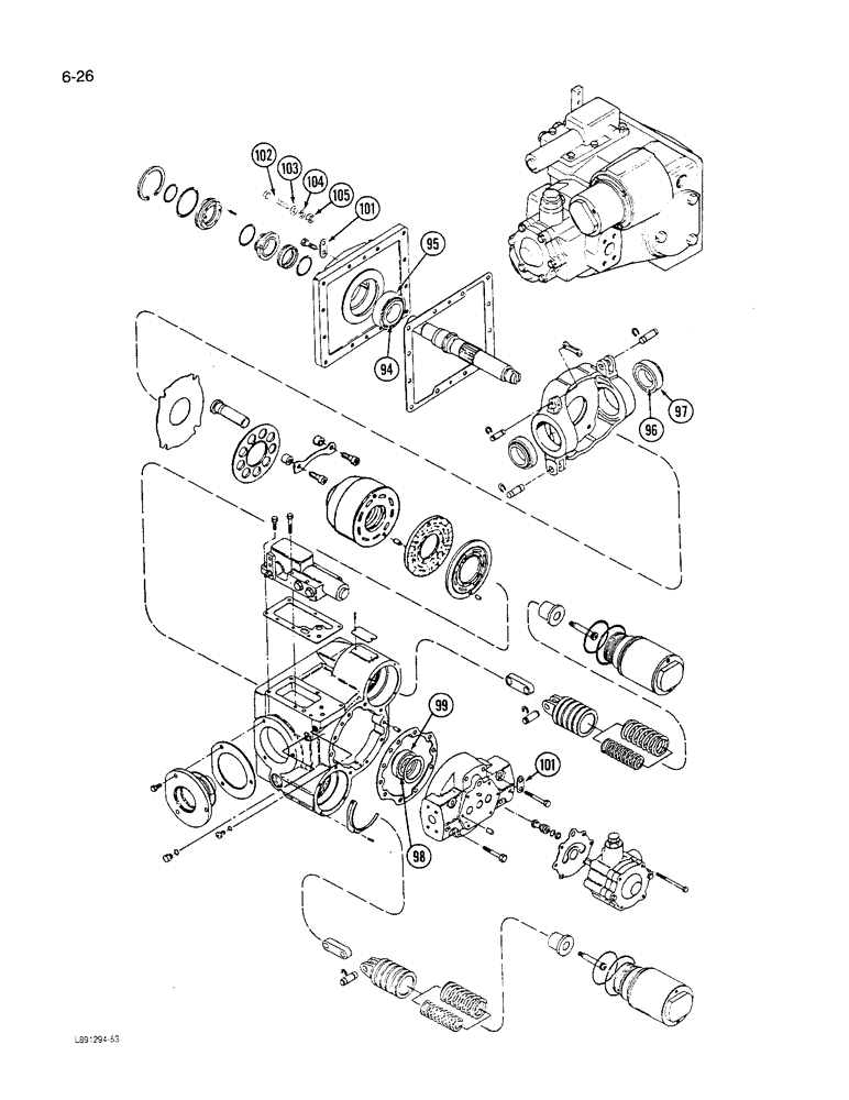 Схема запчастей Case IH 1640 - (6-26) - HYDROSTATIC PUMP, (CONT) (03) - POWER TRAIN