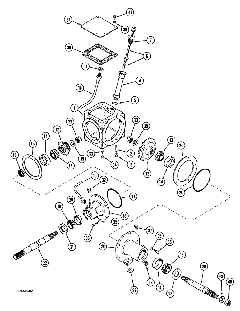 Схема запчастей Case IH 1644 - (9A-18) - FEEDER, FEEDER DRIVE AND FAN GEAR HOUSING (13) - FEEDER