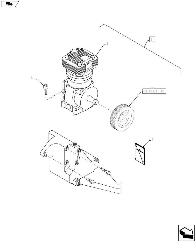 Схема запчастей Case IH PUMA 160 - (88.033.02[01]) - DIA KIT, PNEUMATIC TRAILER BRAKE (UNIVERSAL) - BRACKET FOR AIR COMPRESSOR (88) - ACCESSORIES