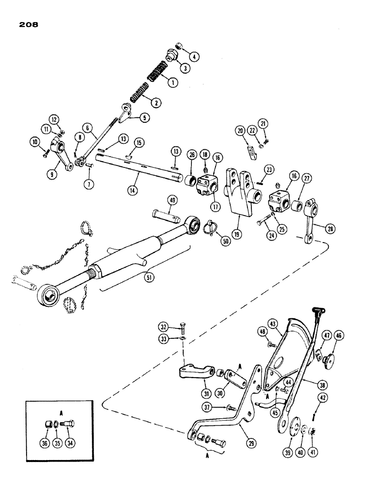 Схема запчастей Case IH 430 - (208) - SENSING LINKAGE, DRAFT-O-MATIC, STANDARD (09) - CHASSIS/ATTACHMENTS