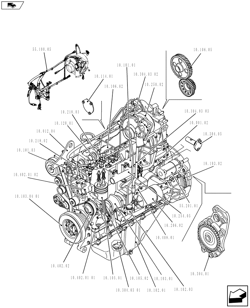 Схема запчастей Case IH F2CFE613F A010 - (10.000.01[01]) - ENGINE (504376887) 