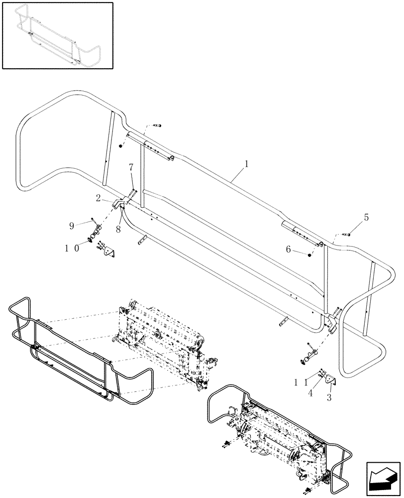 Схема запчастей Case IH 7230 - (88.210.09) - FRONT GUARD - EU - 72/82/9230 (88) - ACCESSORIES