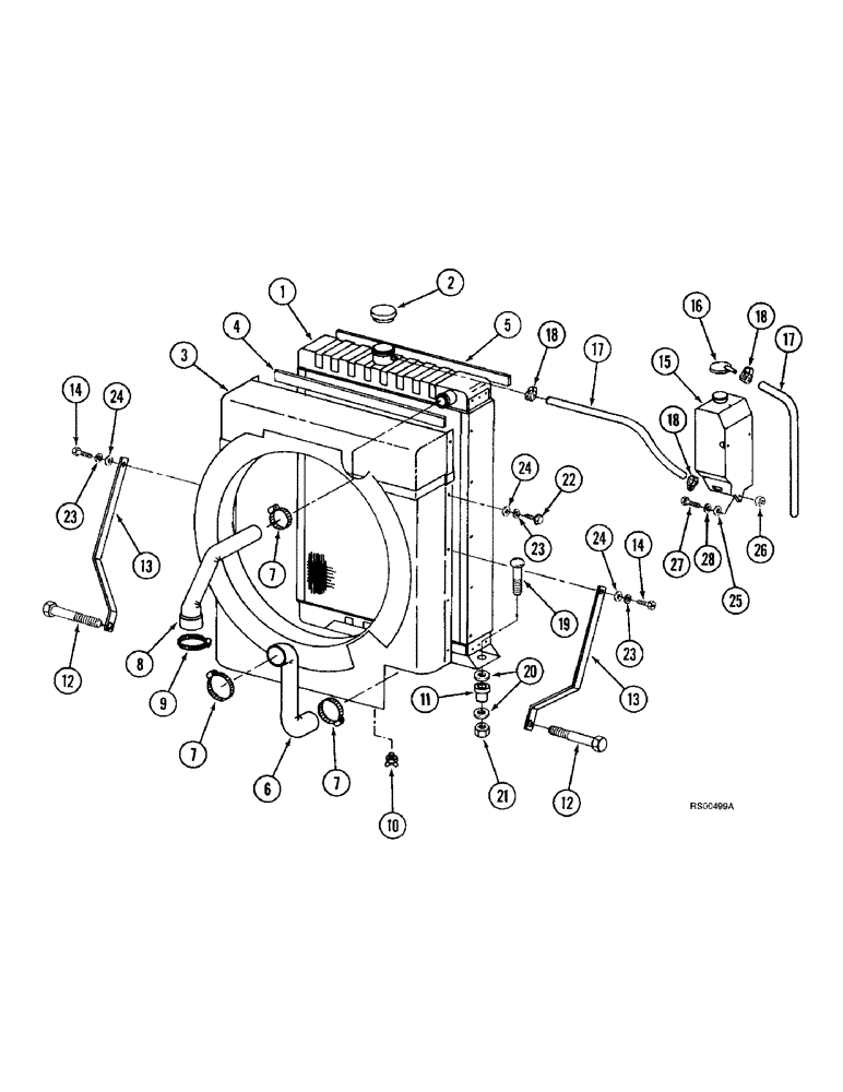 Схема запчастей Case IH 1680 - (2-02) - RADIATOR AND RESERVOIR TANK (01) - ENGINE