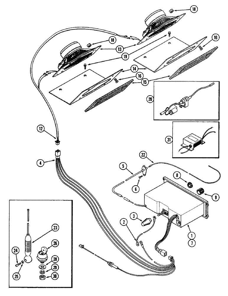 Схема запчастей Case IH 2096 - (4-100) - HEADLINER MOUNTED RADIO AND SPEAKERS (04) - ELECTRICAL SYSTEMS