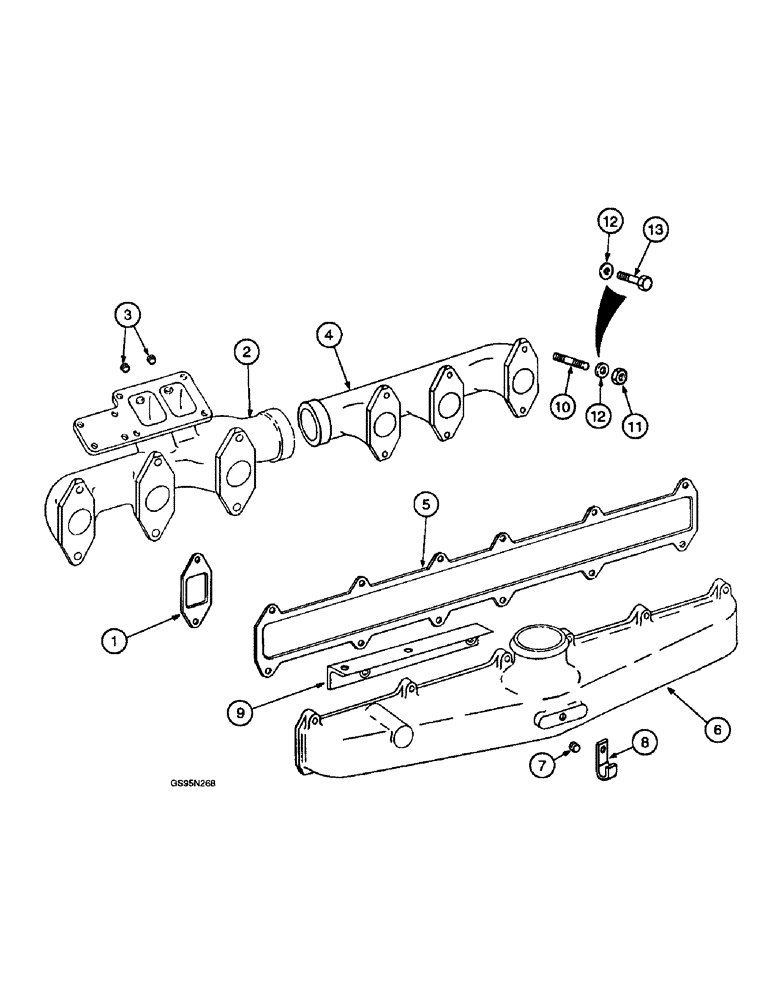 Схема запчастей Case IH D-466 - (9E-180) - INTAKE AND EXHAUST MANIFOLD 