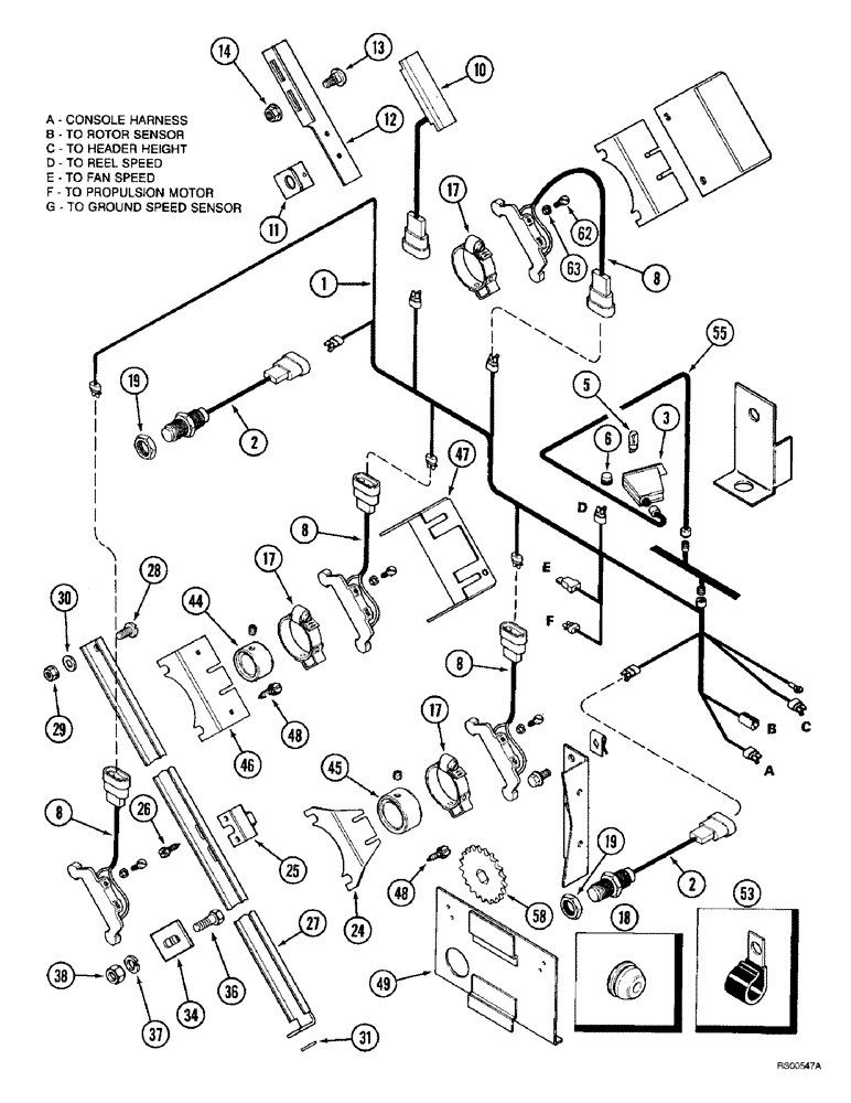 Схема запчастей Case IH 1680 - (4-22) - SHAFT SPEED MONITOR CONTROL HARNESS, COMBINES WITHOUT STRAW CHOPPER (06) - ELECTRICAL