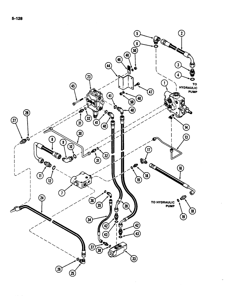 Схема запчастей Case IH 4490 - (5-128) - REAR STEER HYDRAULICS, PRIORITY AND CONTROL VALVES, PRIOR TO P.I.N. 8860450 (05) - STEERING