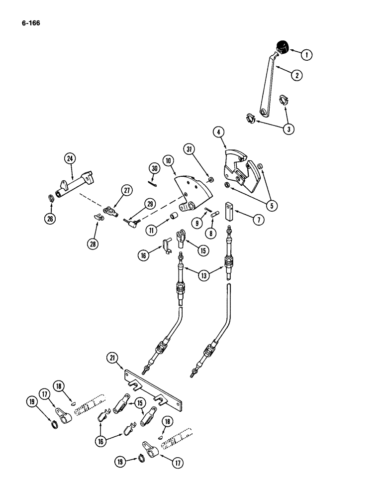 Схема запчастей Case IH 2094 - (6-166) - POWER SHIFT TRANSMISSION, GEAR SHIFT LINKAGE (06) - POWER TRAIN