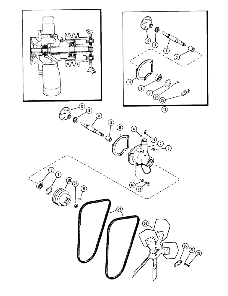 Схема запчастей Case IH 930-SERIES - (005A) - WATER PUMP (02) - ENGINE