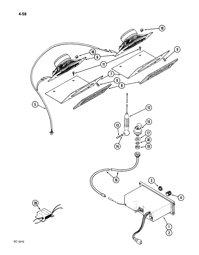 Схема запчастей Case IH 1896 - (4-58) - RADIO AND SPEAKERS (04) - ELECTRICAL SYSTEMS