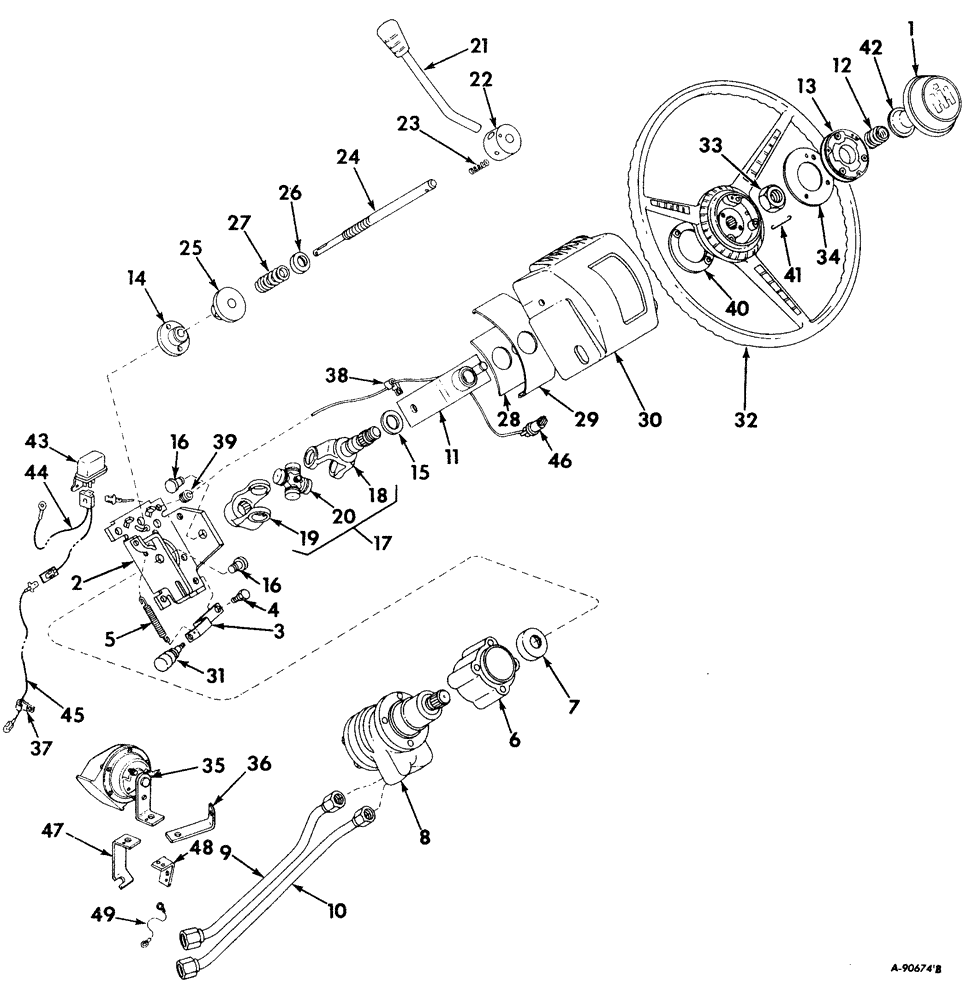 Схема запчастей Case IH 21256 - (J-18) - STEERING MECHANISM, TILT STEERING WHEEL Steering Mechanism