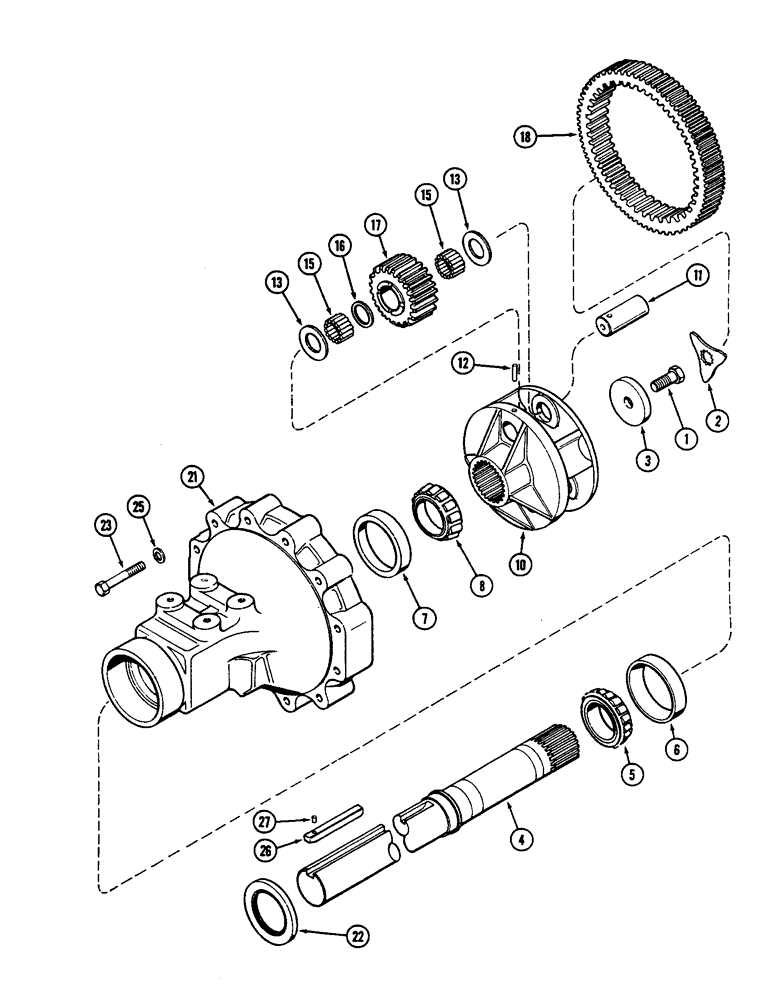 Схема запчастей Case IH 2290 - (6-294) - REAR AXLE, HOUSING AND PLANETARY GEARS, SHORT AXLE 96 INCH (2438 MM) (06) - POWER TRAIN