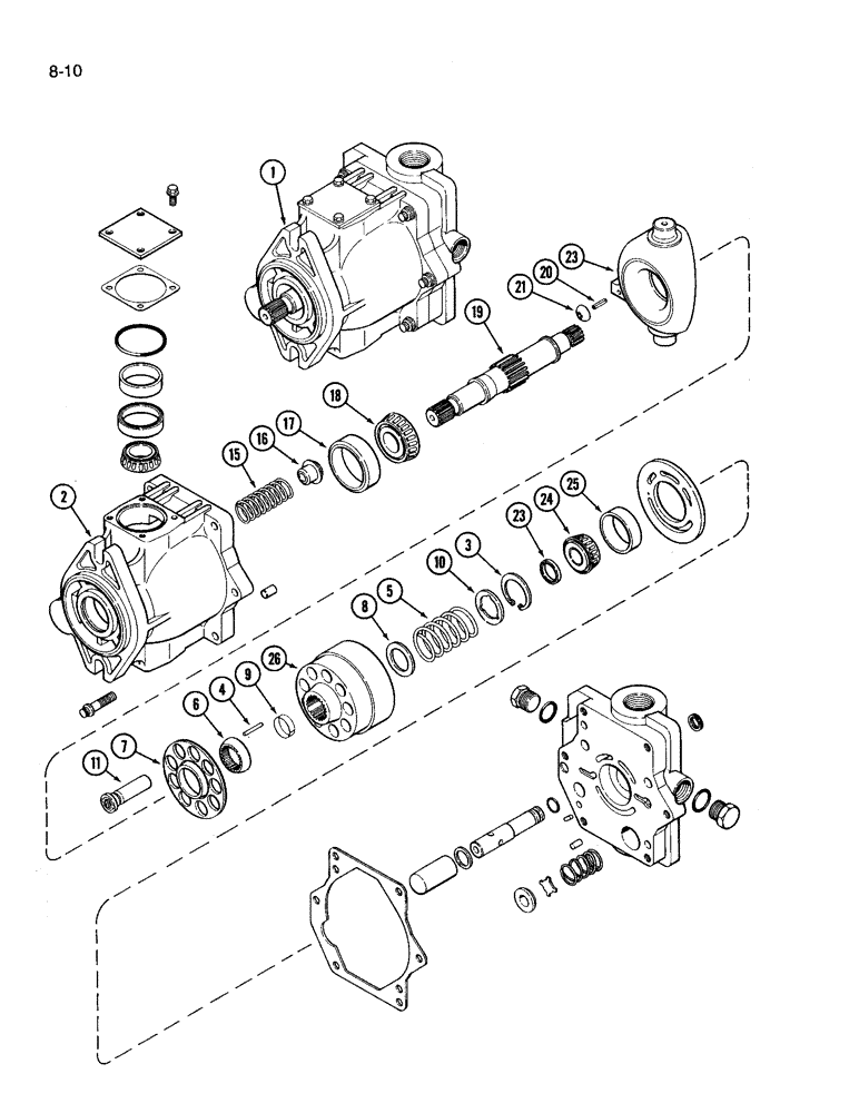 Схема запчастей Case IH 3394 - (8-10) - GEAR AND PISTON PUMP ASSEMBLY (08) - HYDRAULICS