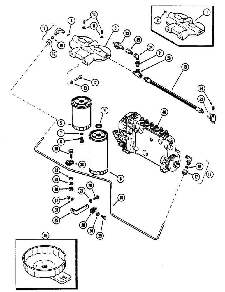 Схема запчастей Case IH 4690 - (3-058) - FUEL FILTER SYSTEM, 504BDTI DIESEL ENGINE (03) - FUEL SYSTEM