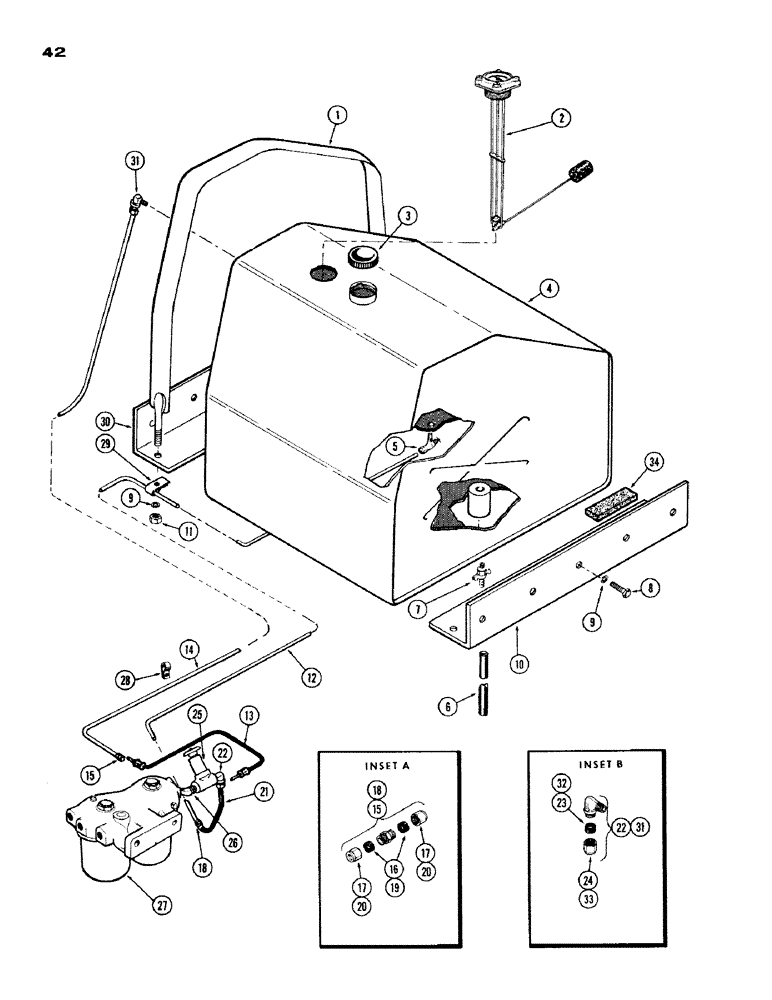 Схема запчастей Case IH 1200 - (042) - FUEL TANK, (451) DIESEL ENGINE (03) - FUEL SYSTEM