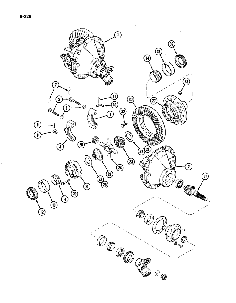 Схема запчастей Case IH 4894 - (6-228) - REAR AXLE DIFFERENTIAL (06) - POWER TRAIN