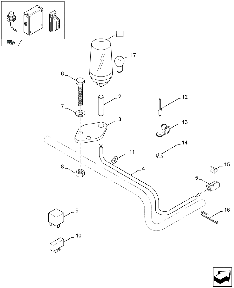 Схема запчастей Case IH LBX332S - (06.03[01]) - REVOLVING FLASH LIGHT (06) - ELECTRICAL SYSTEMS