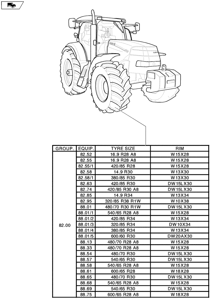 Схема запчастей Case IH PUMA 180 - (SEC. 11[01]) - WHEELS / TRACKS (00) - GENERAL