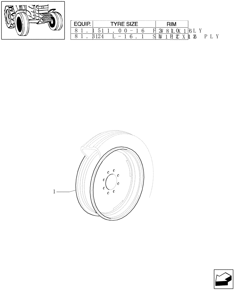 Схема запчастей Case IH PUMA 210 - (81.00) - 2WD FRONT WHEELS (11) - WHEELS/TRACKS