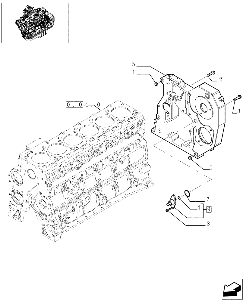 Схема запчастей Case IH F4GE0684C D600 - (0.04.3[01]) - CRANKCASE COVERS (504035016) 