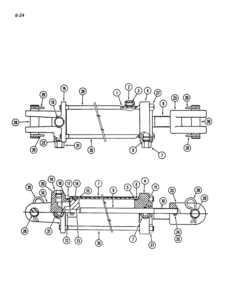 Схема запчастей Case IH 365 - (8-24) - HYDRAULIC CYLINDER, 3-1/2 ID X 8 INCH STROKE (08) - HYDRAULICS