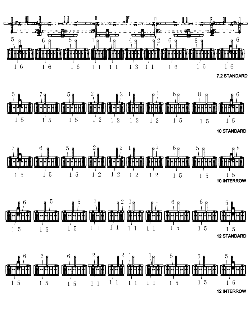 Схема запчастей Case IH ATX400 - (6.050.1) - GANG FRAME PARTS LAYOUT 51 Packer Gang Assemblies and Frames