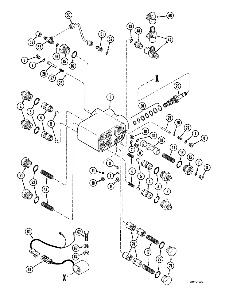 Схема запчастей Case IH 2188 - (5-40) - SELECTOR VALVE ASSEMBLY, POWER GUIDE AXLE, RICE COMBINE (04) - STEERING