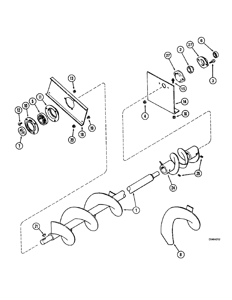 Схема запчастей Case IH 2144 - (9D-02) - HORIZONTAL GRAIN DELIVERY, AND DISTRIBUTOR AUGER (16) - GRAIN ELEVATORS & AUGERS