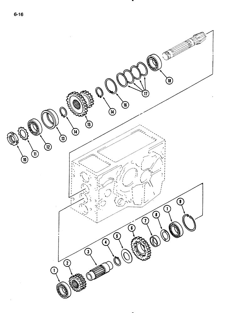 Схема запчастей Case IH 235 - (6-16) - RANGE GEARS, HYDROSTATIC TRANSMISSION (06) - POWER TRAIN