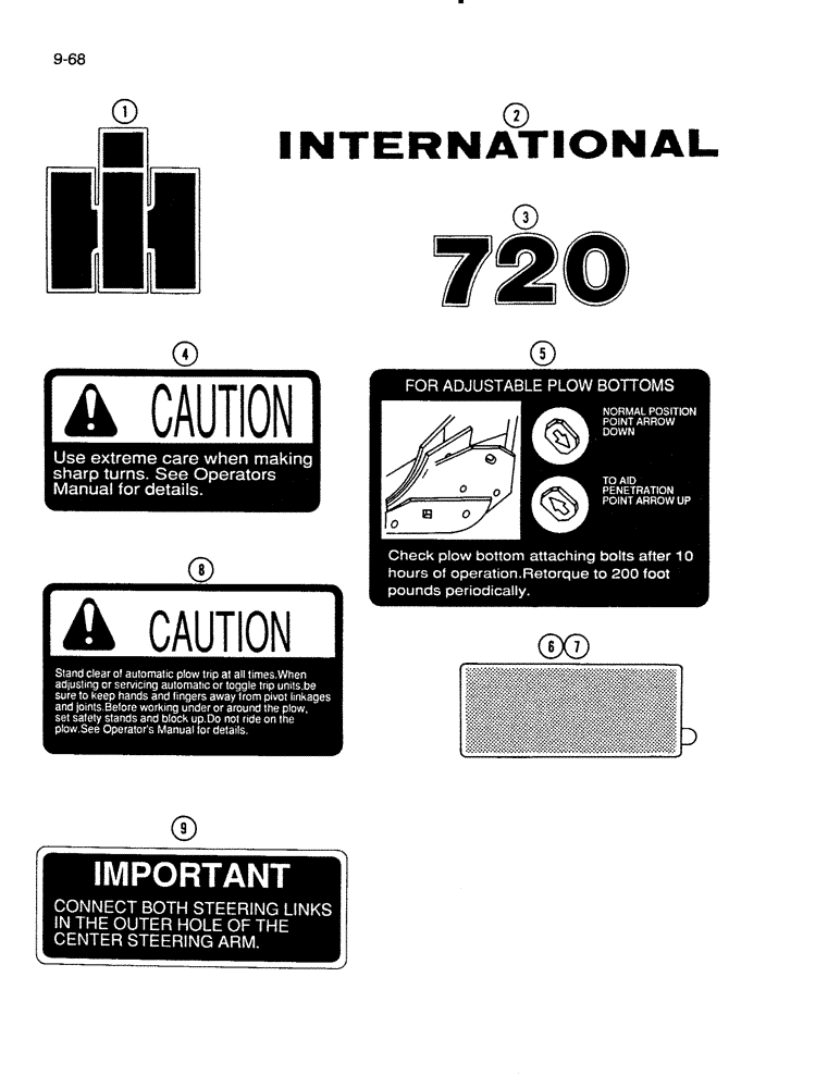 Схема запчастей Case IH 720 - (9-68) - PRODUCT GRAPHICS, INTERNATIONAL (09) - CHASSIS/ATTACHMENTS