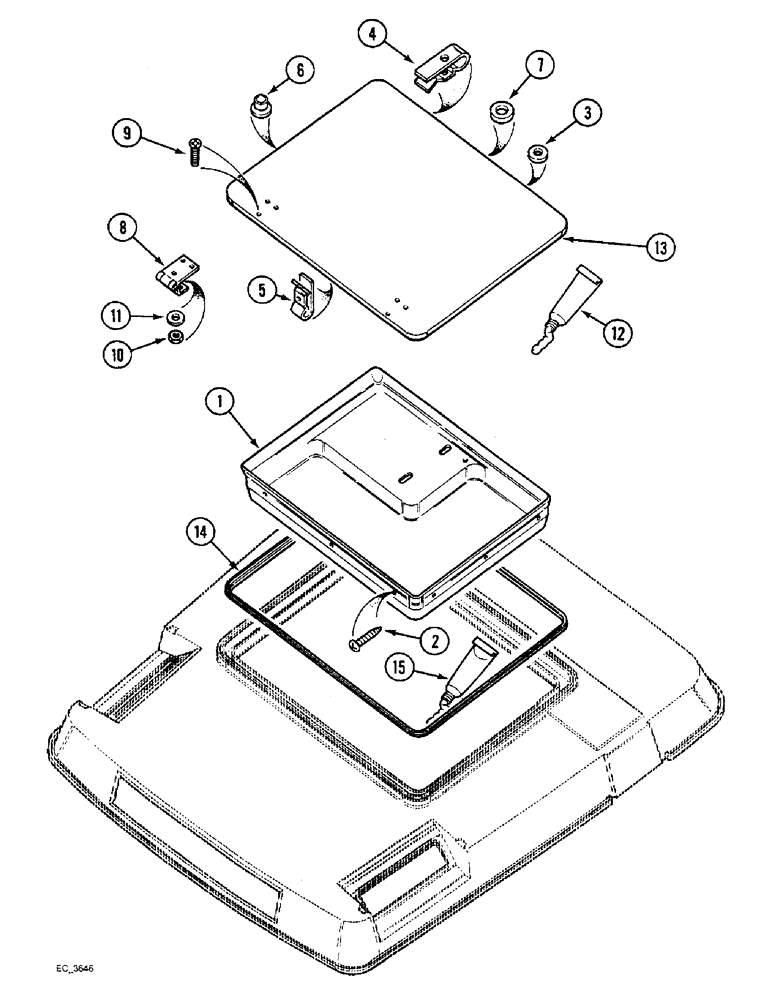 Схема запчастей Case IH 3230 - (9-048) - CAB, ROOF HATCH SEAL SERVICE KIT (09) - CHASSIS/ATTACHMENTS