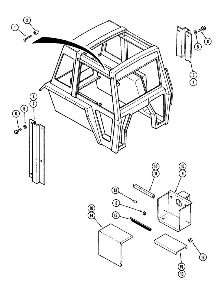 Схема запчастей Case IH 1690 - (P08-1) - CAB, BATTERY HOLDER (10) - OPERATORS PLATFORM/CAB