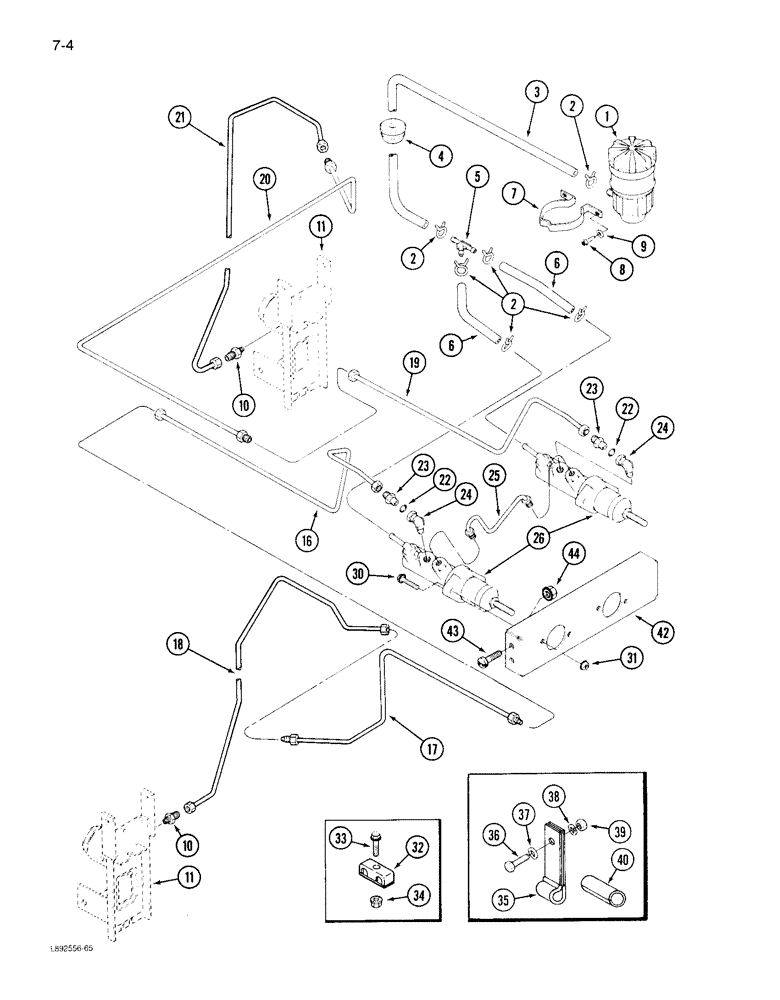 Схема запчастей Case IH 1844 - (7-04) - MASTER BRAKE CYLINDERS RESERVOIR CONNECTIONS AND MOUNTINGS (03) - POWER TRAIN