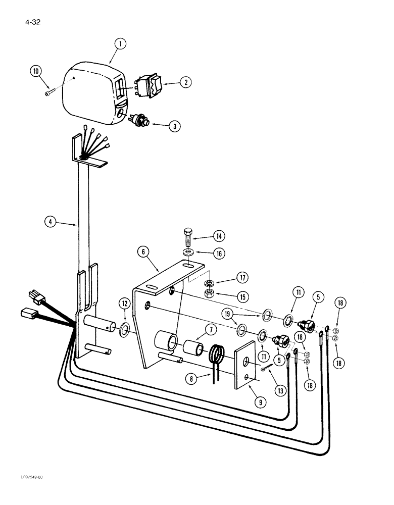 Схема запчастей Case IH 1844 - (4-32) - BASKET CONTROL HANDLE (06) - ELECTRICAL SYSTEMS