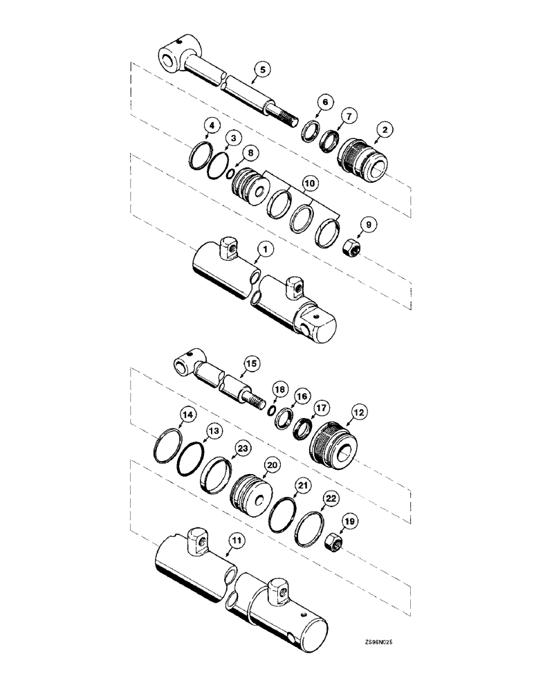 Схема запчастей Case IH 2355 - (8-44) - WELDED DOUBLE ACTING CYLINDERS, 2-3/4 ID X 47-1/2 INCH STROKE 