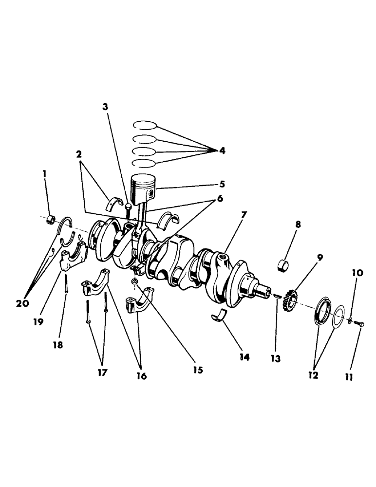 Схема запчастей Case IH 6500 - (2-18) - CRANKSHAFT, PISTONS, RINGS, AND CONNECTING RODS, H225 GAS ENGINE (02) - ENGINE